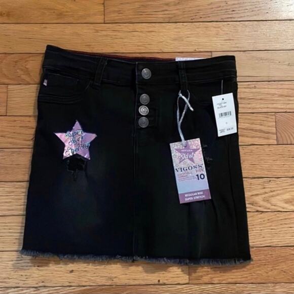 NEW Girls Size 10 Black Vigoss Skirt Adjustable waist 73% cotton 25% polyester 2 - Picture 1 of 3